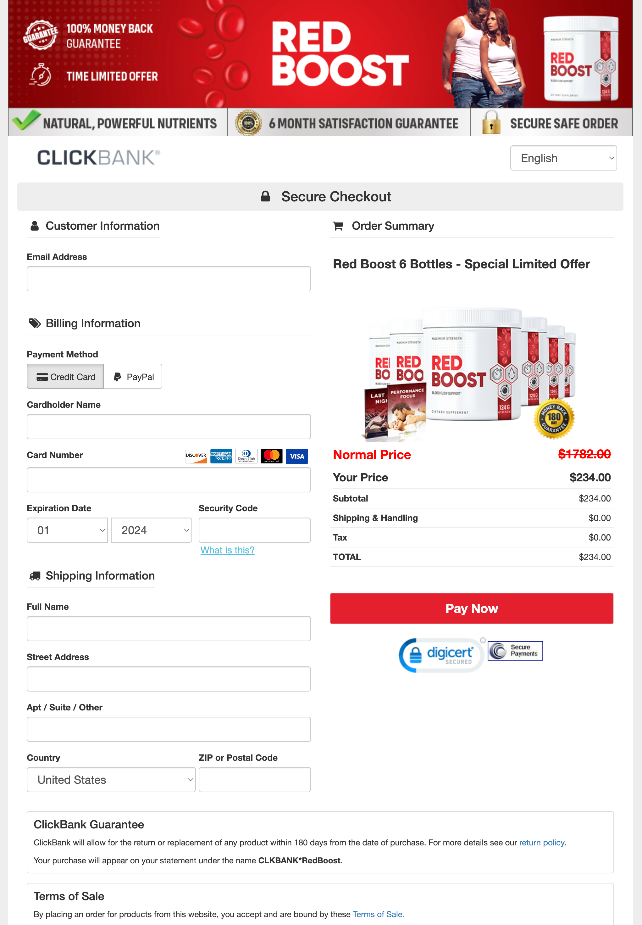 Red Boost - Order Page